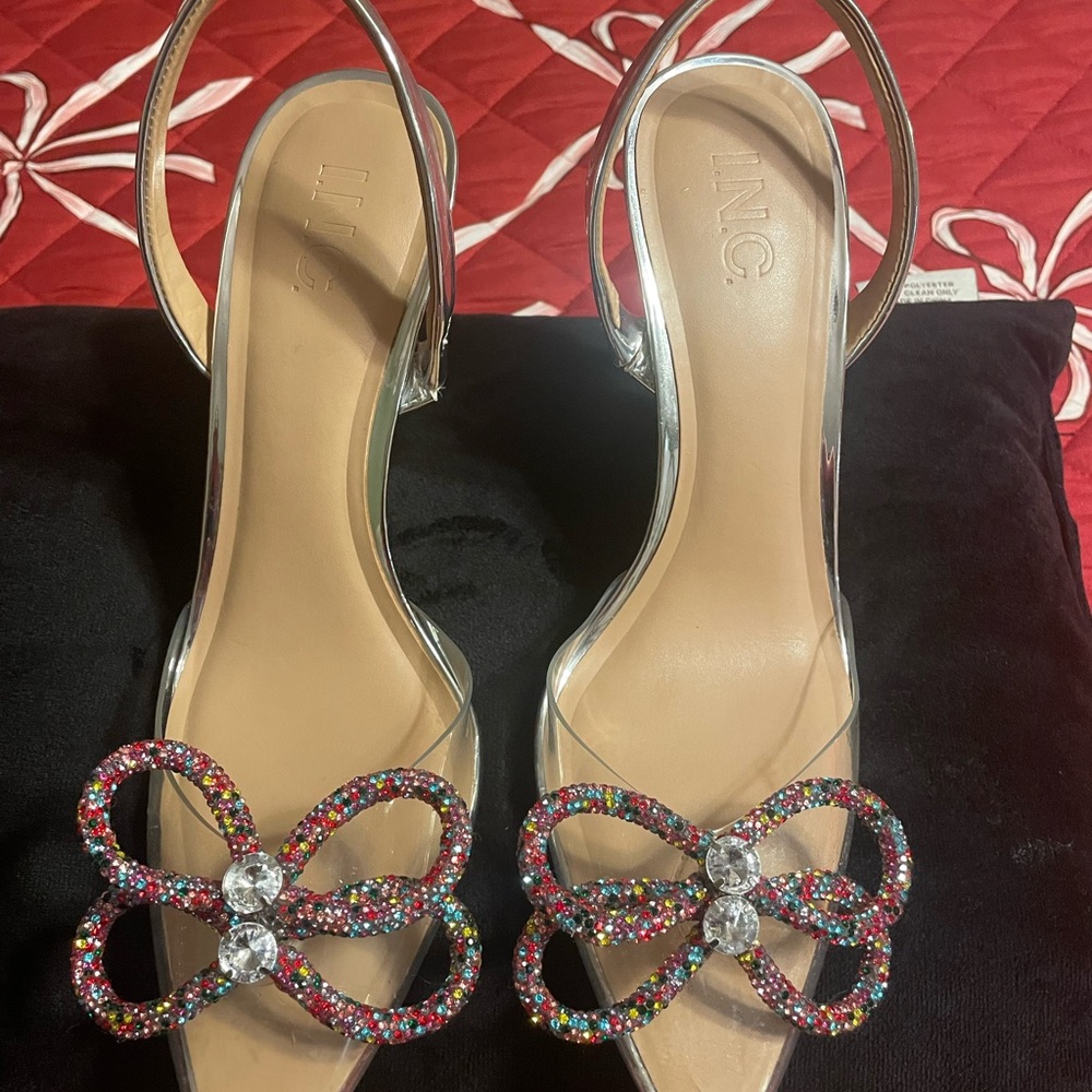 INC International Concepts Women's Sparkling Multicolor Slingback Heels